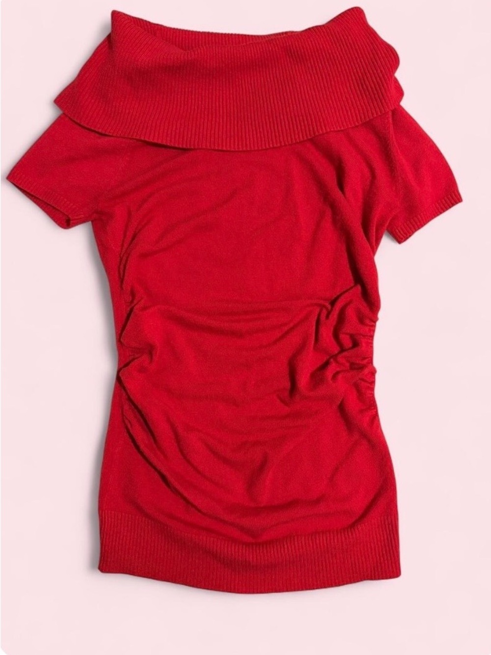 Y2K Hot Pink Shoulder Short-Sleeve Sweater
